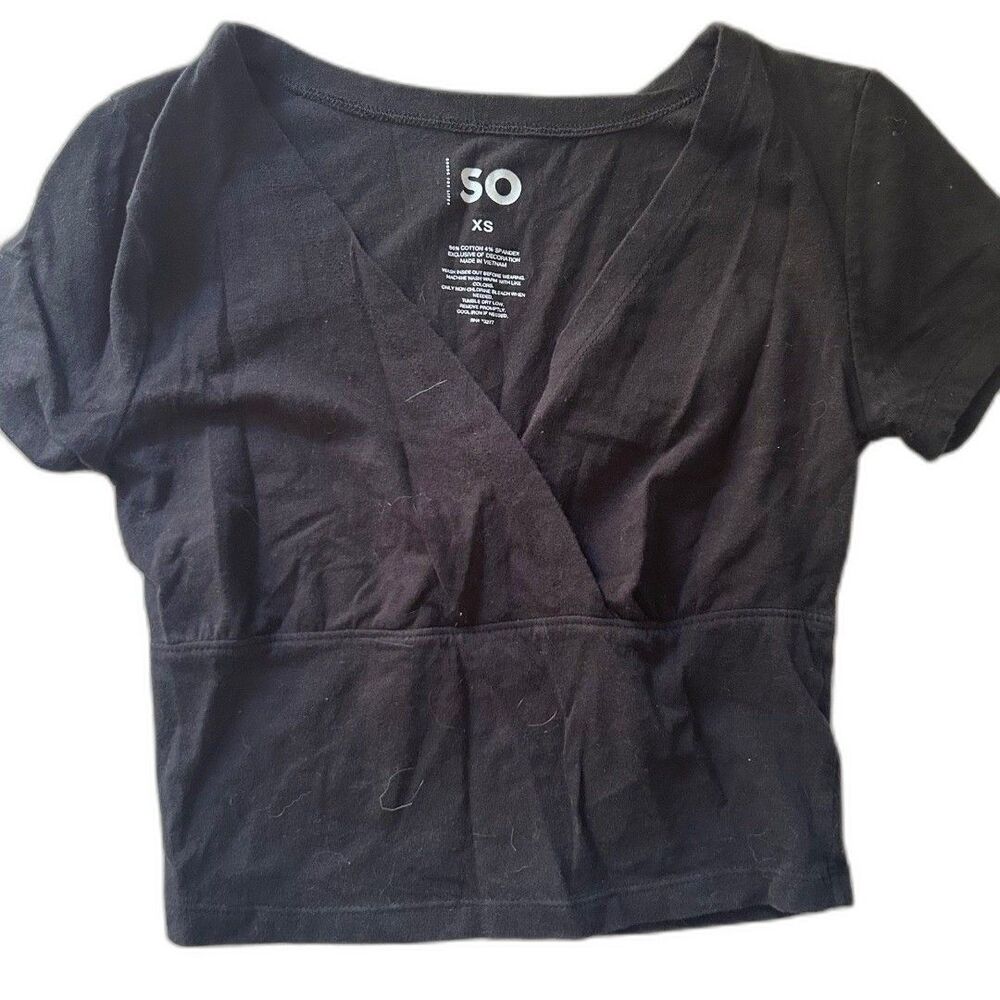 SO Black Wrap Front Crop Top XS